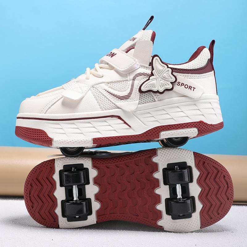 Scarpe per Bambini/Bambine Taglia 29-40 con Quattro Ruote Sportive Pattini a Rotelle Scarpe da Pattinaggio Rimovibili Scarpe da Pattinaggio a Rotelle Scarpe da Pattinaggio per Ragazza