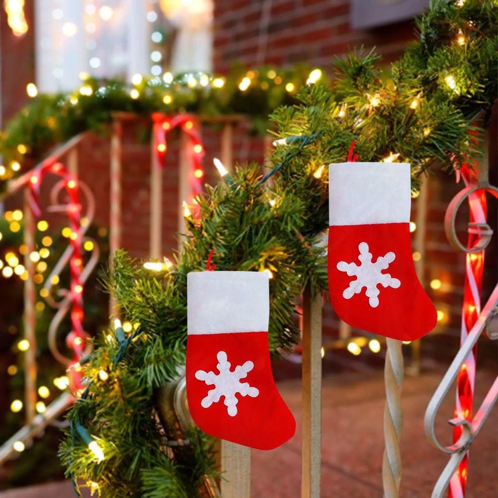 

6Pcs Mini Snowflake Sock Tablewar Holder Non-woven Fabric Xmas Tree Decoration Fireplace