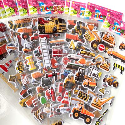 10 Feuilles Autocollants 3D pour Enfants Gonflés Enfants Véhicules d'Ingénierie Autocollants Jouet pour Garçon Fille Enseignant Récompense Autocollants Scrapbooking