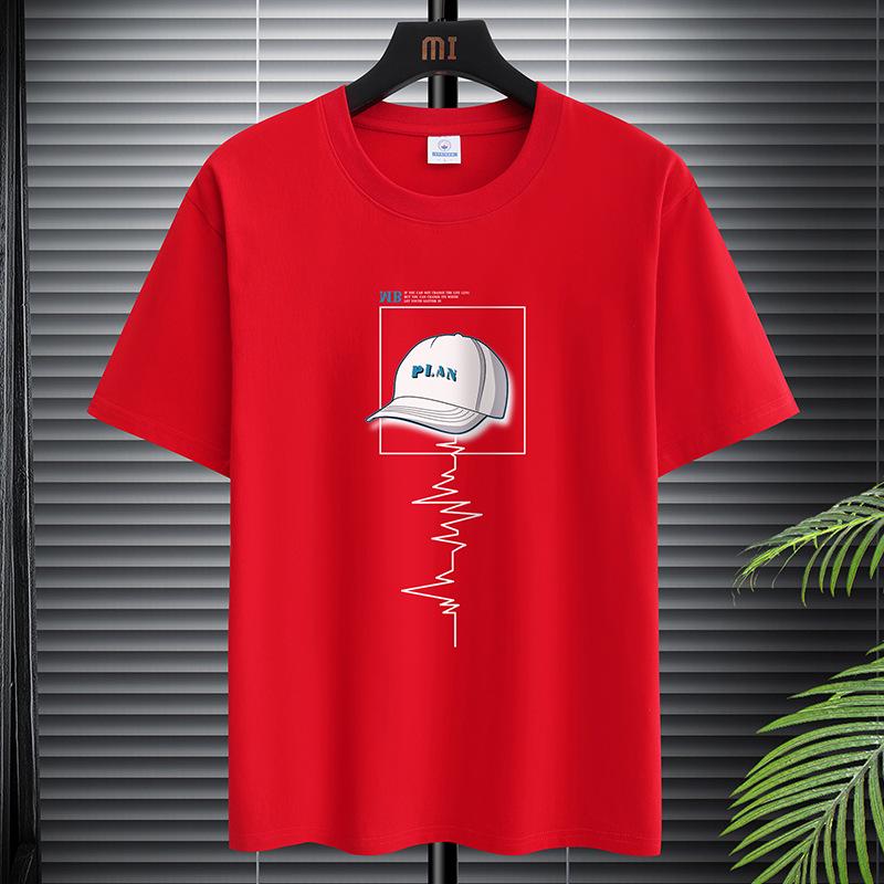 Camiseta de Manga Corta de Algodón Puro de Corte Holgado y a la Moda para Hombre Verano 2025