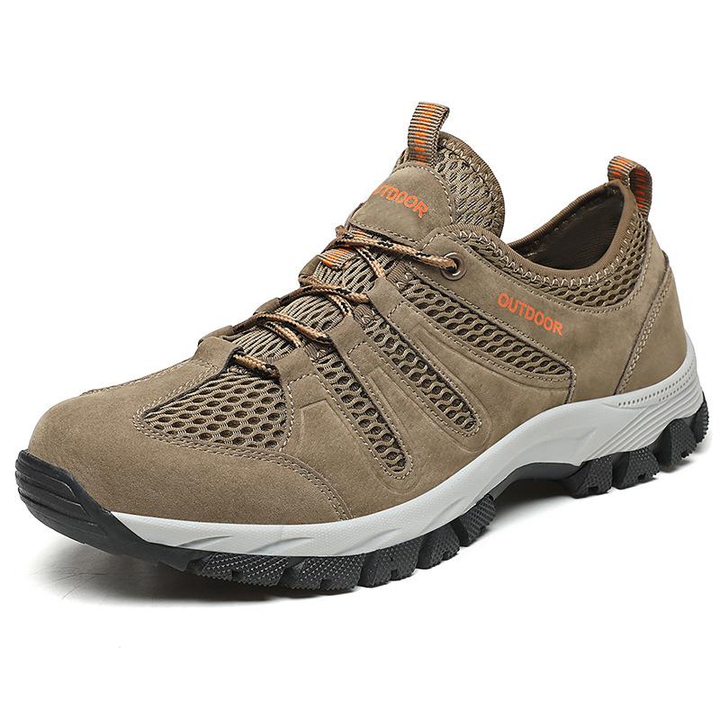 2024 Large Low Top Cowhide Velvet Mesh Shoes Summer Outdoor Leisure Breathable Mountaineering Shoes