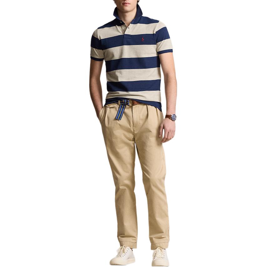 

Polo Ralph Lauren Custom Slim Fit Поло с коротким рукавом в полоску Мужские топы Светло-серый MNPOKNI1N822927-020 S