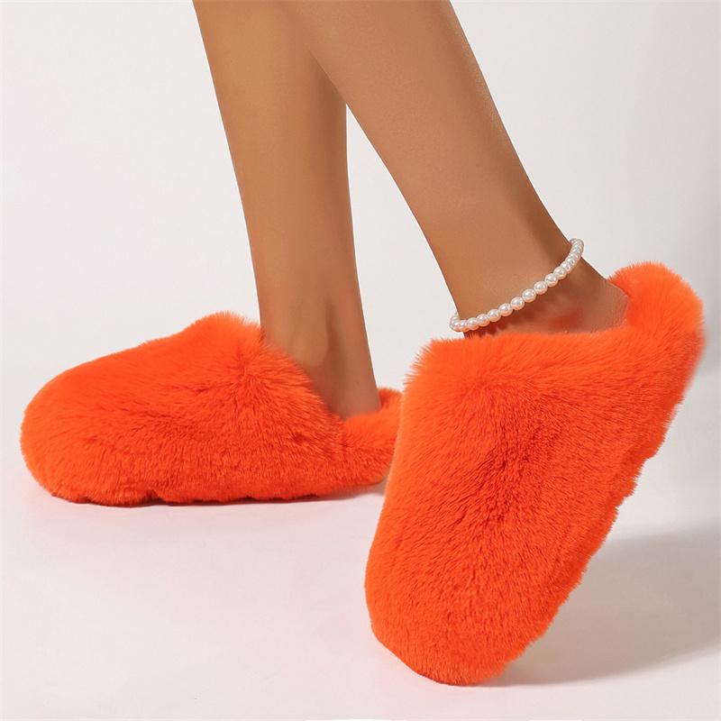 Winter Home Slippers For Females Faux Fur Slippers Fluffy Warm Plush Indoor Anti Slip Comfortable Slippers For Women Clogs Shoes