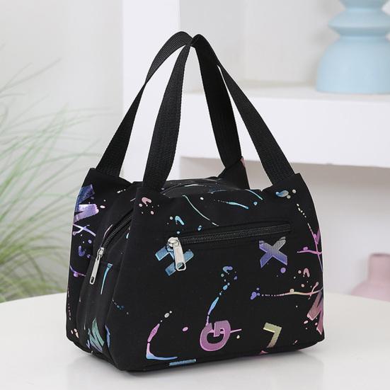 Letter Print Lunch Bag Waterproof Lunch Tote Reusable Lunch Carrier Box Bag for Women Men Commuting Camping Picnic