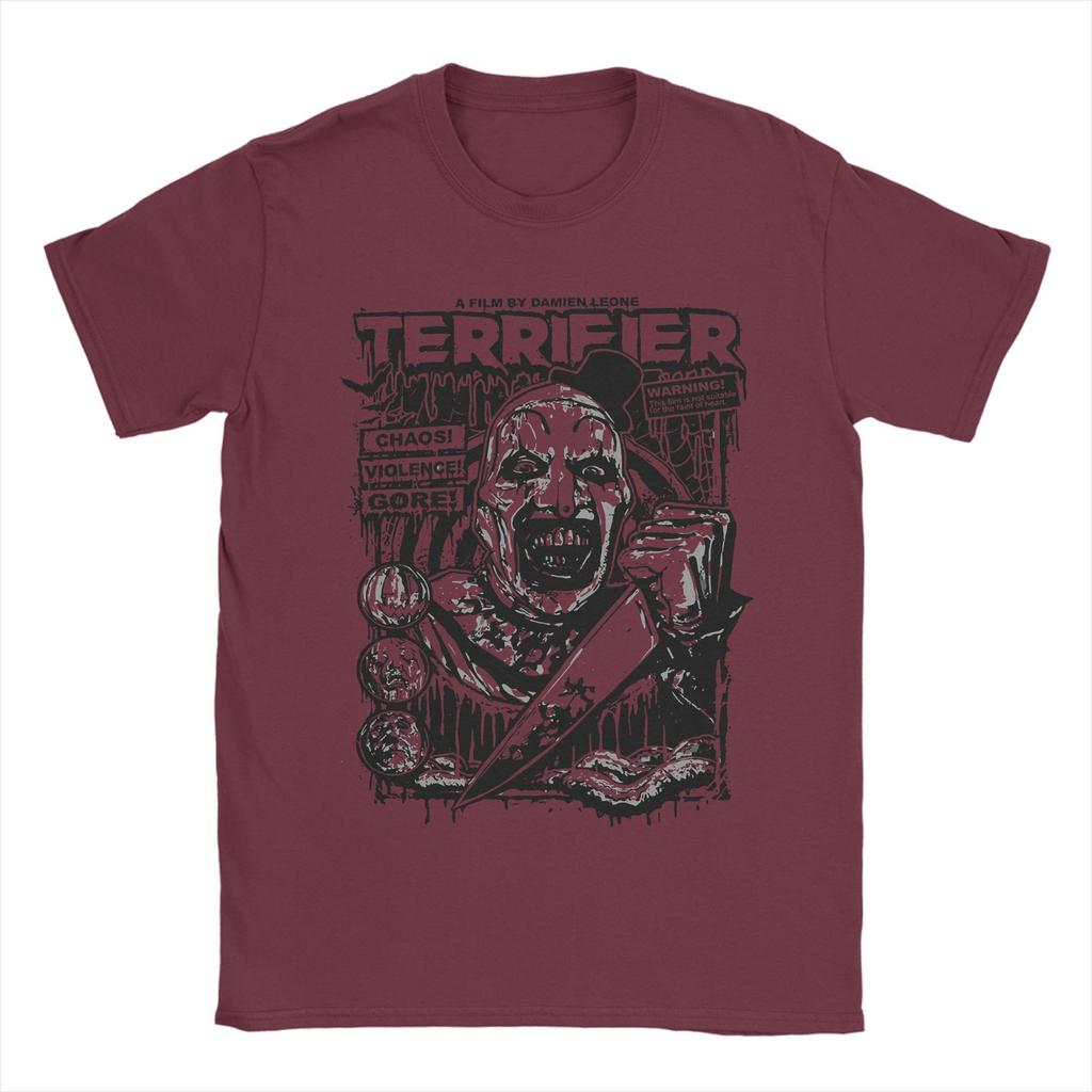 Funny Terrifier Clown Horror Film TShirt for Unisex Crewneck Pure Cotton T Shirts  Short Sleeve Tee Shirt Plus Size Clothes