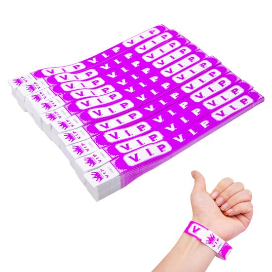 100 Pcs VIP Disposable Wristbands Waterproof Fluorescent Color Bracelets Self-Adhesive ID Wrist Bands for Events Festivals Bars Concerts