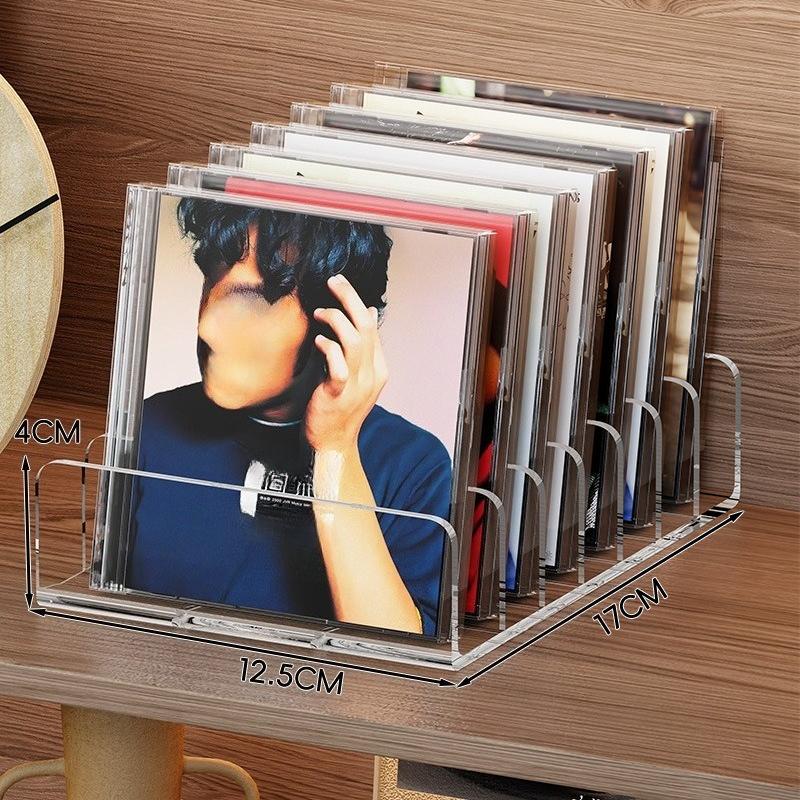 CD Disc Box Display Stand Acrylic Grid Desktop Recording Tape Disc Vinyl Record Album Storage Display Stand CD/VCD Organizer