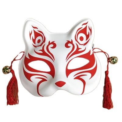 Festival Fox Sakura Mask Half Face Cat Masquerade Cosplay Costume Japanese Anime Rave Hand-Painted Props