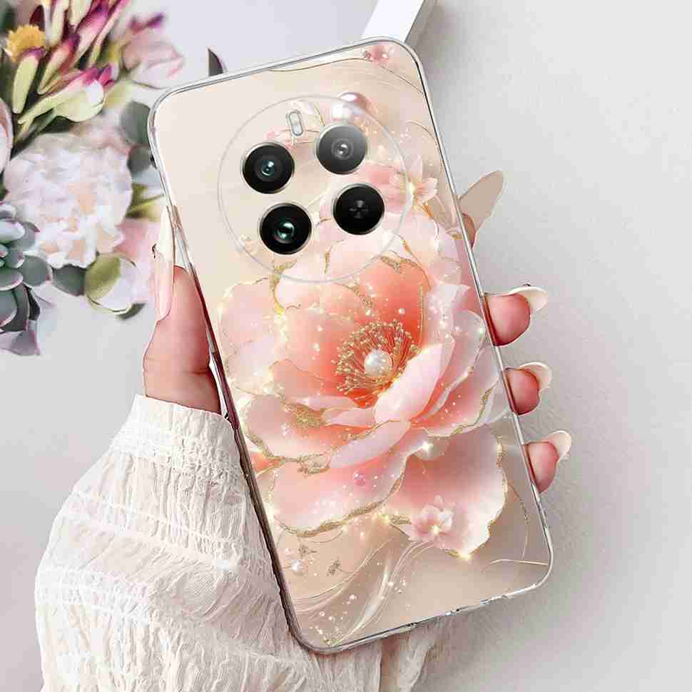 For Realme 12 Pro RMX3842 6.7" Summer Lotus Cute Cat Soft Silicone TPU Cover For Realme 12Pro+ 12Pro Plus RMX3840 Bumper Shell