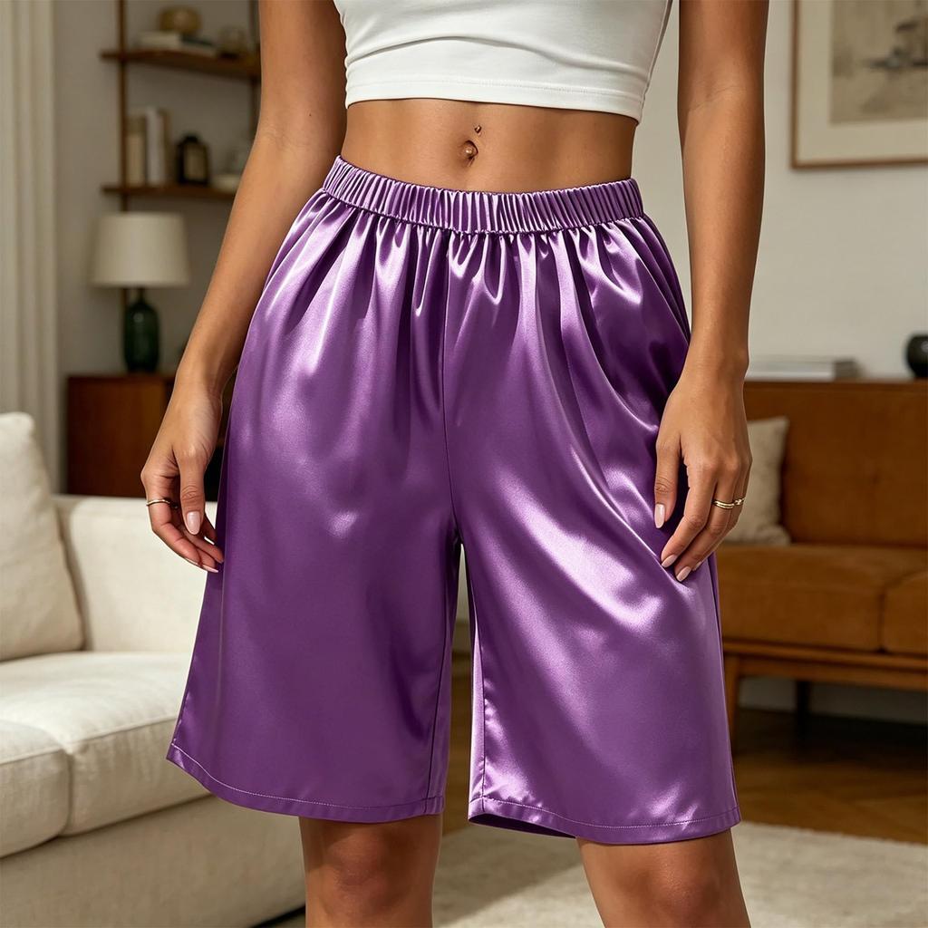 Damen Farbe Lässige Sommer Strandshorts mit Taschen Lockerer Schnitt