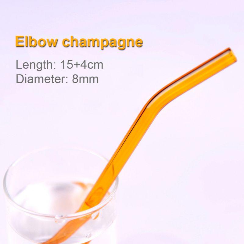 Reusable Drinking Glass Straws Heat and High Temperature Resistant Glass Straw Elbow for Smoothie Milkshakes Drinks 8mm*20cm