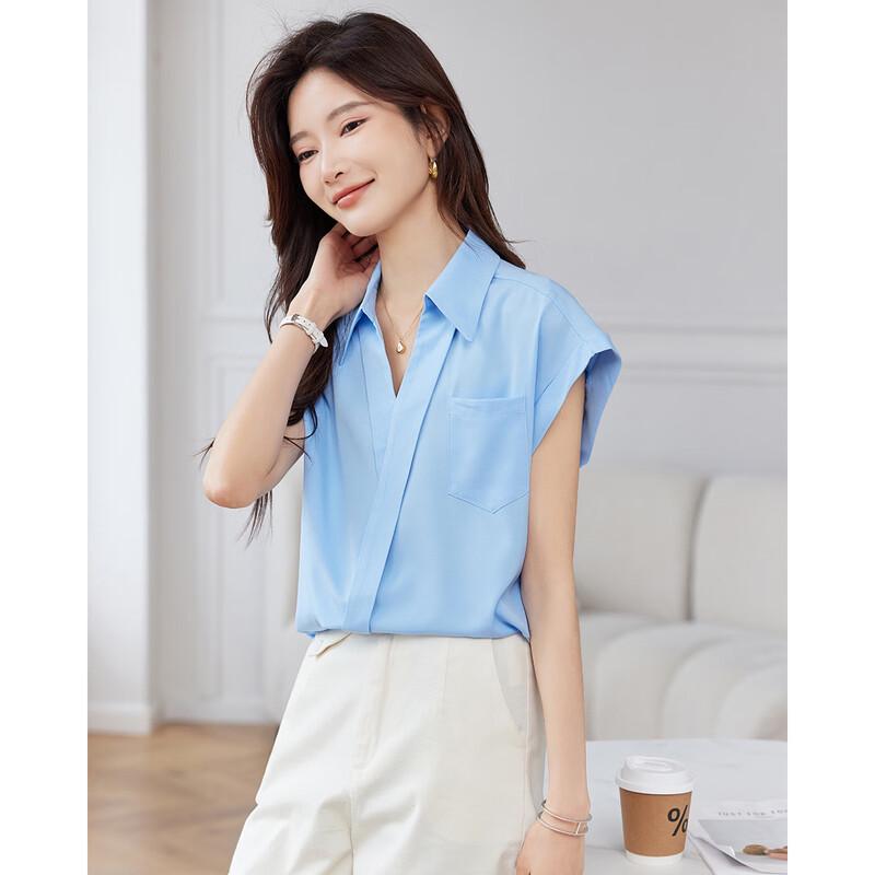 TERRE BLEUE Women's Casual Loose Fit Summer Shirt