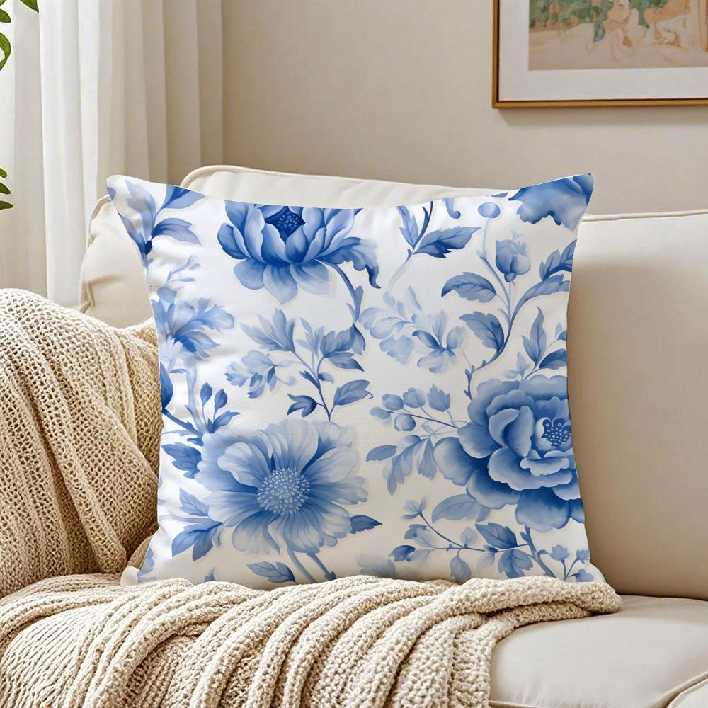 Oriental Classical Aesthetics Blue White Porcelain Cushion Cover Pillowcase Antidustmite living Room Sofa Decor Cushion Room