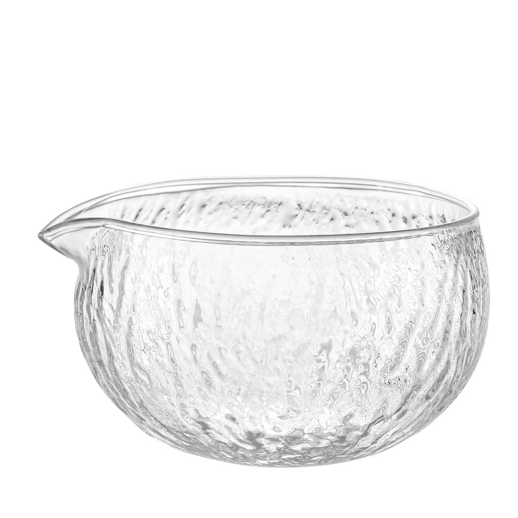 Glass Katakuchi Tea Bowl Set, Matcha Tea Ceremony Utensils, Tea Bowl, Transparent Chasen Holder, Chasen (100-piece Set), Peach-shaped Tea Scoop, 500ml