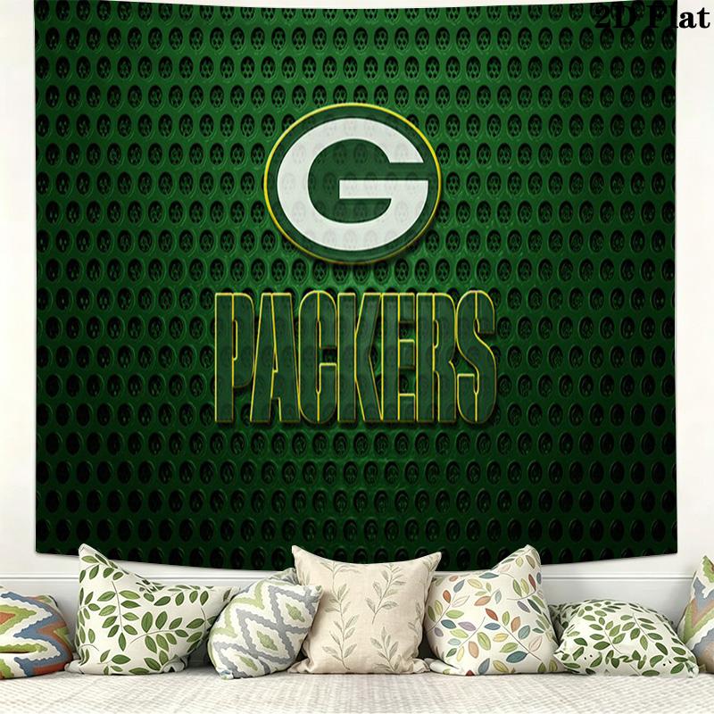 Green Bay Packers Logo Wall Tapestry Aesthetic Wall Hanging Printed Fabric Blanket Decorative Tapestries for Bedroom Living Room Home Decor