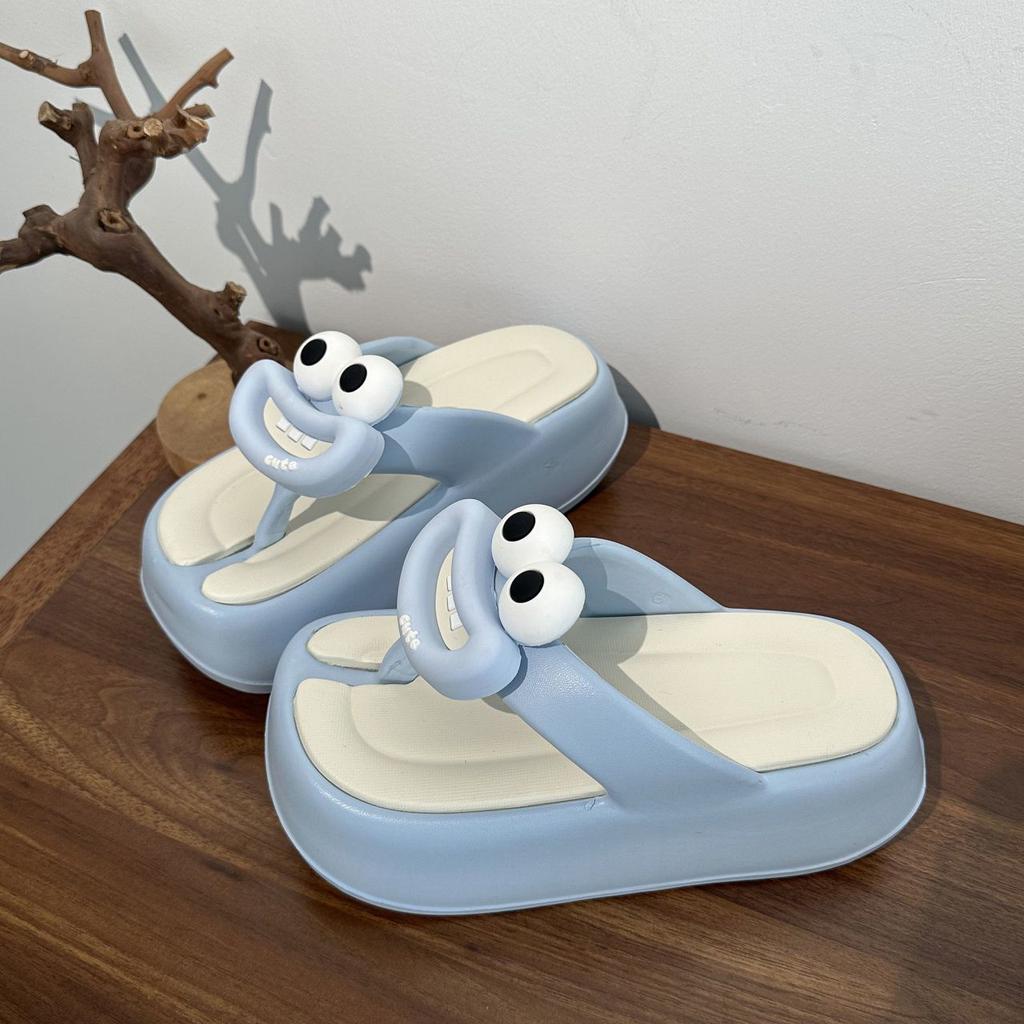 Wear-resistant Pinch-on Flip-flops Fashionable and Cute Funny Sausage Mouth Thick Bottom Cool Slippers Women's 2025 New Home Wear