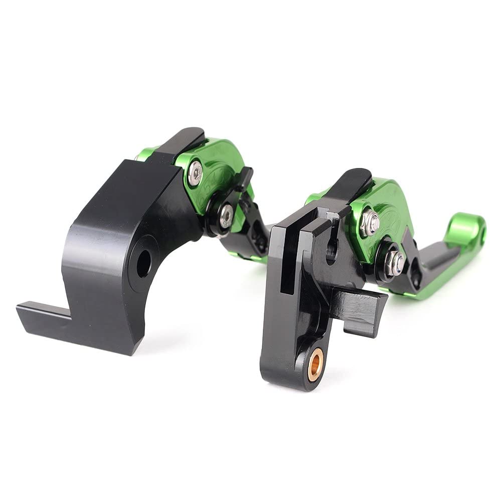 AL-mart Collapsible Telescopic 6 Stage Adjustable Brake Clutch Lever Set Kawasaki Versis X 300 / 250 2017-2019 (Green)