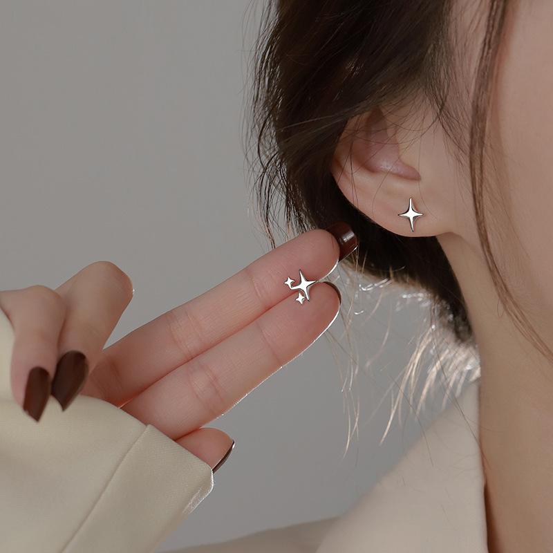 Earrings Four-Pointed Staearrings For Women Korean New Style Trendy Asymmetric Staearrings Cold Style Small Earrings