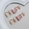 Manicure Long Almond False Nails French Simple Press On Nails Detachable Sweet Pink Bow Nail Tips DIY