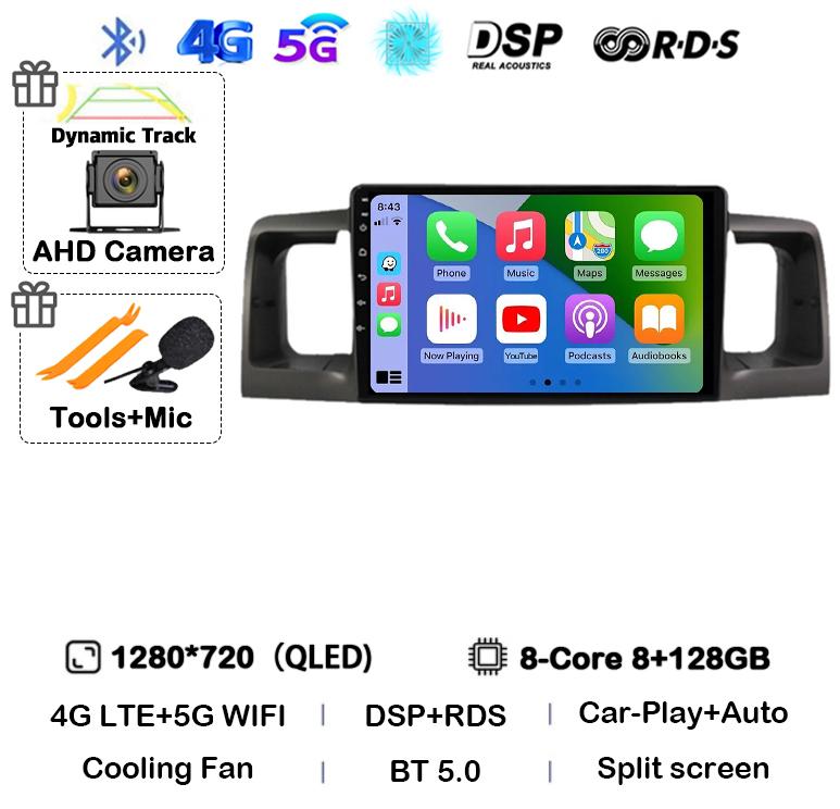 Android 14 Carplay Auto WIFI 4G Car Radio For Toyota Corolla E120 E 120 BYD F3 2007 2008 2009 2010 2011 Stereo Multimedia Player