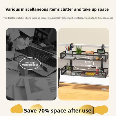Workstation Desktop Storage Rack, Office Desk Basket, Tiered Rack, Office Desktop Wall-mounted Storage rack,Easy Storage.