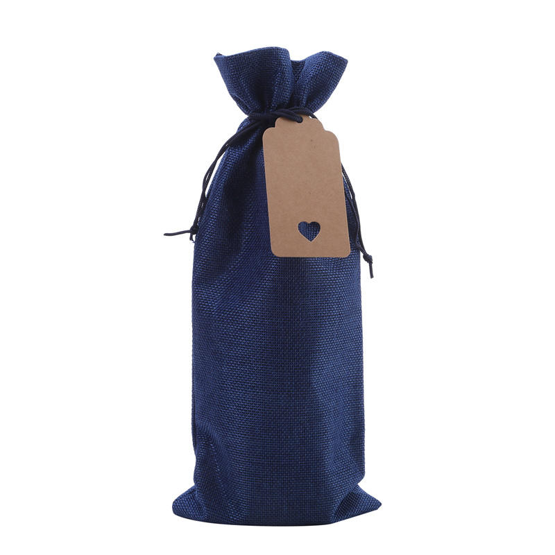 10 Pieces Burlap Wine Bags Jute Wine Bottle Bags with Drawstrings Reusable Gift Bags with Tags for Party Blind Tasting Birthday