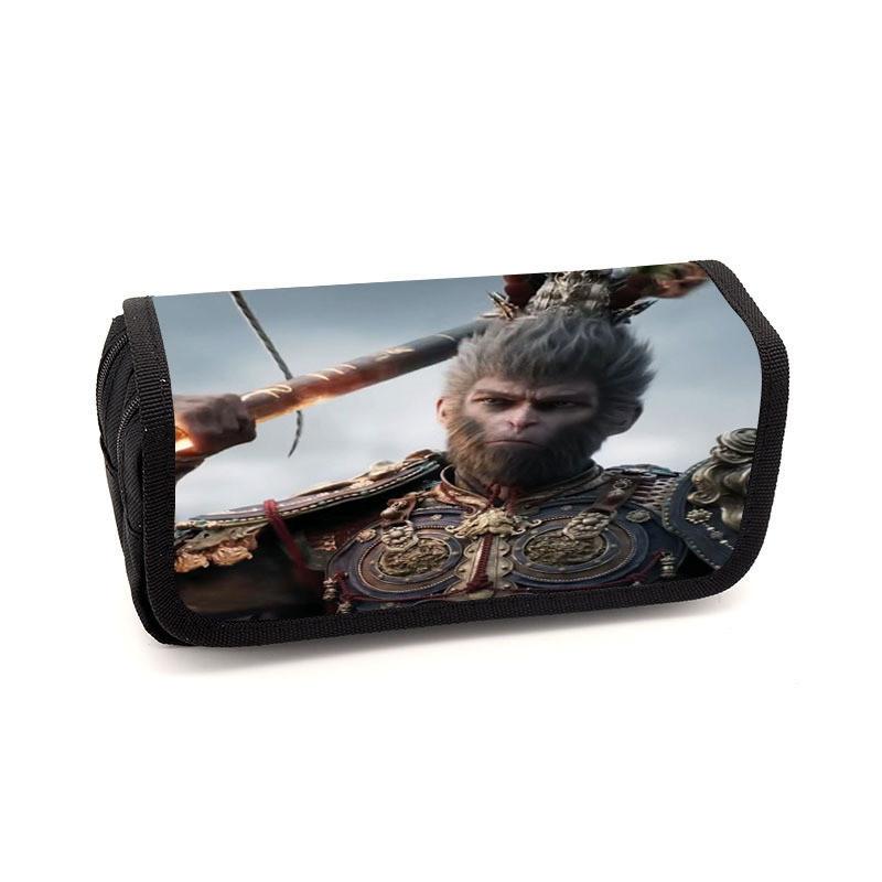 Spacious Black Myth Wu Kong Double Layer Student Storage Bag Oxford Material Design