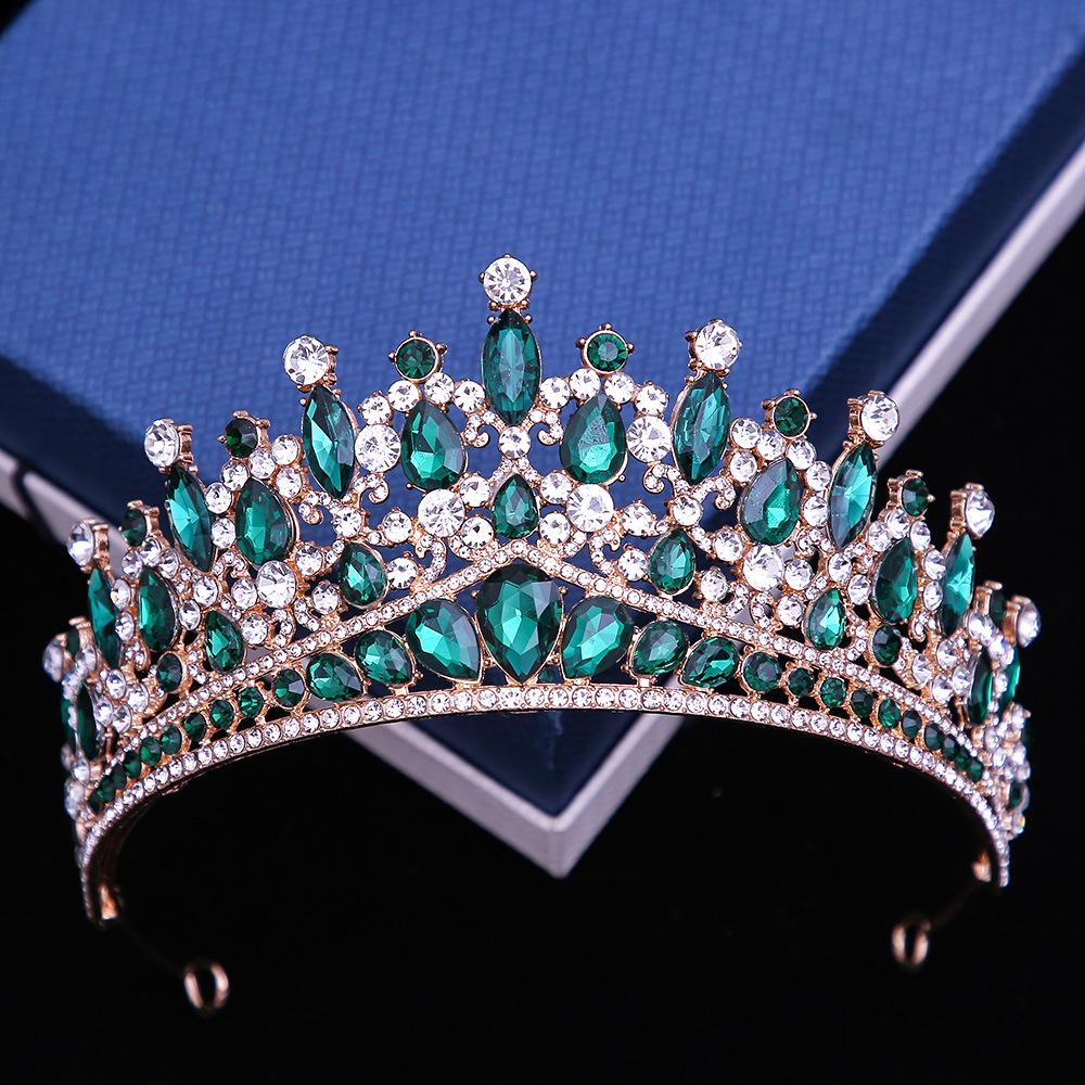 DIEZI 14 Colors Pink Green Blue Opal Crystal Tiara Crown Women Girls Wedding Elegant Luxury Princess Party Hair Dress Jewelry