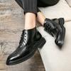 British Retro Style Leather Casual Business Mens Boots Brand Quality Simple Versatile High Top Boots Gentlemen and Elegant Boots