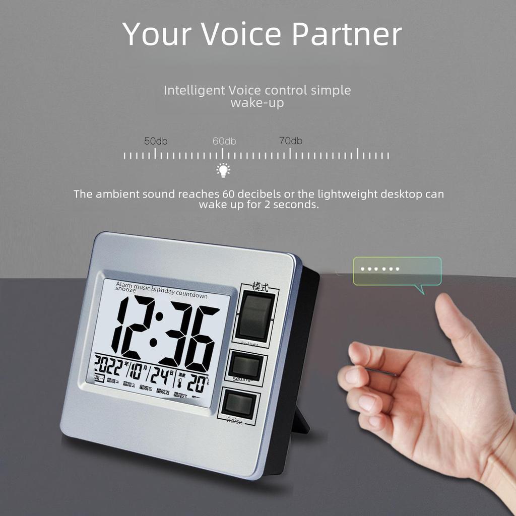 Modern Silent Alarm Clock with LCD Display for All Ages