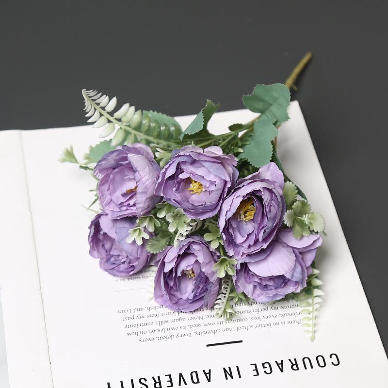 Elegant 6-Head Peony Silk Artificial Flowers for Home Decor and Photography