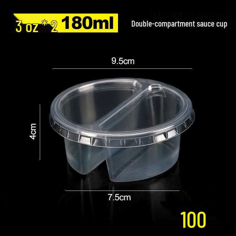 100 Tazzine di Plastica Monouso per Salse con Coperchio - Ideali per Polpa di Frutto della Passione, Salsa Piccante, Salsa di Soia e Condimenti