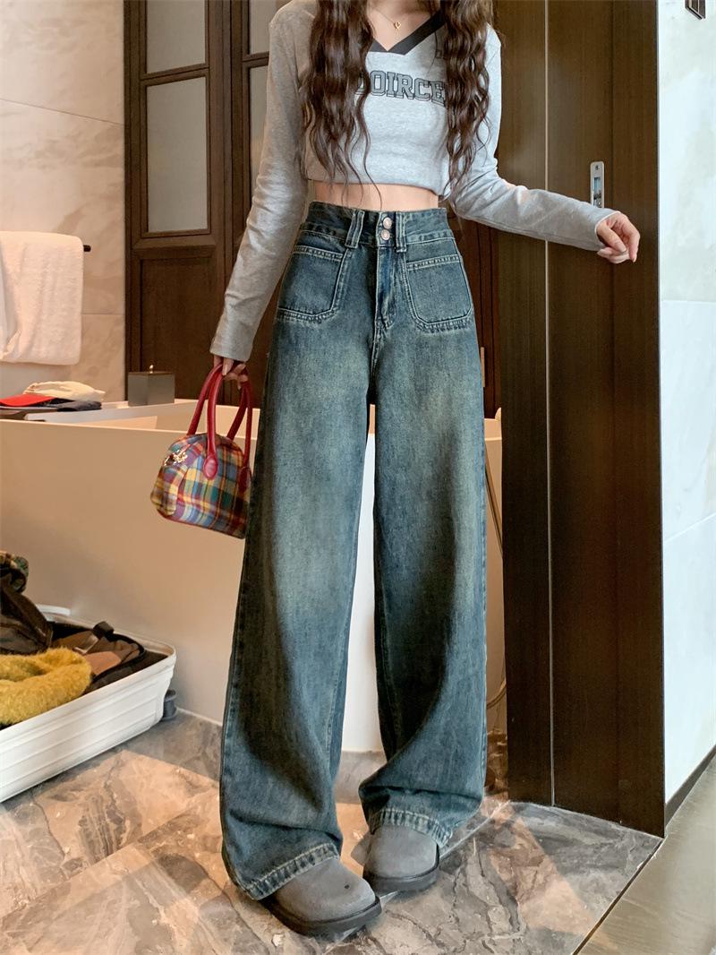 Women s Retro High-Waisted Slimming Wide-Leg Cropped Jeans for Petite (2026) L