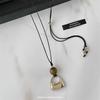 Vintage Brown Tiger Eye Stone Pendant Necklace For Women Fashion Long Rope Sweater Chain Necklaces