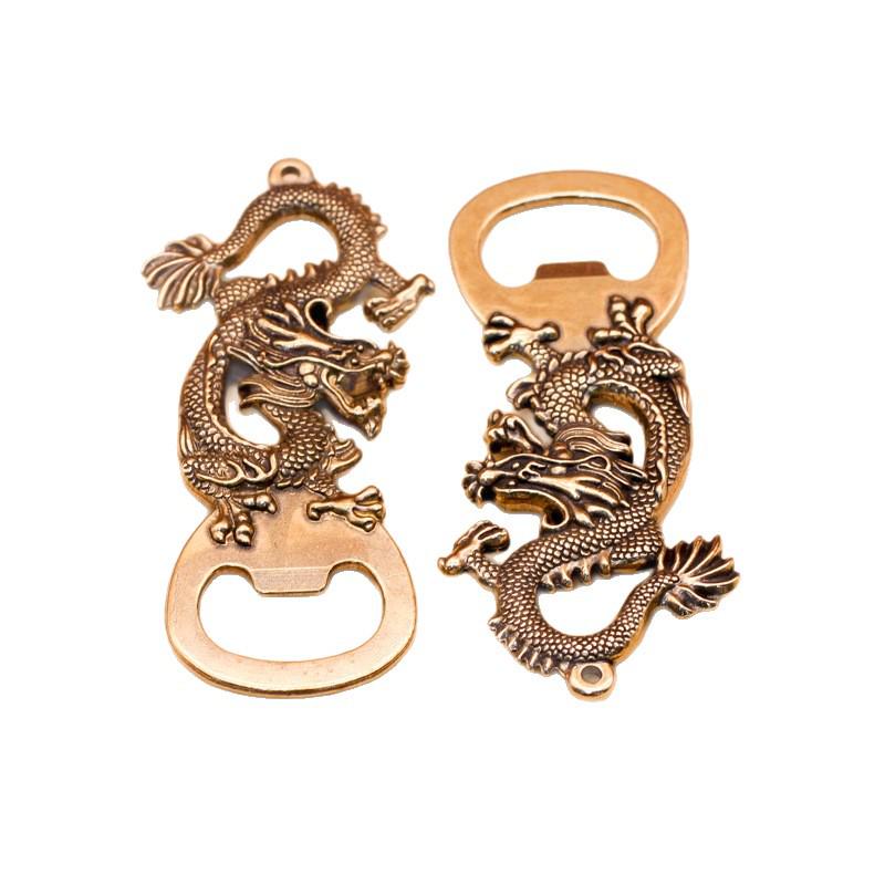 Retro Dragon Brass Faucet Wine Bottle Opener with Dice Ornament