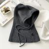 Drawstring Scarf Balaclava Hats Warm Snood Collar Hood Soft Knitted Beanie Cap  Women&Men