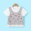 Mengtejiao Girls' Heart Embroidered Short Sleeve T-Shirt