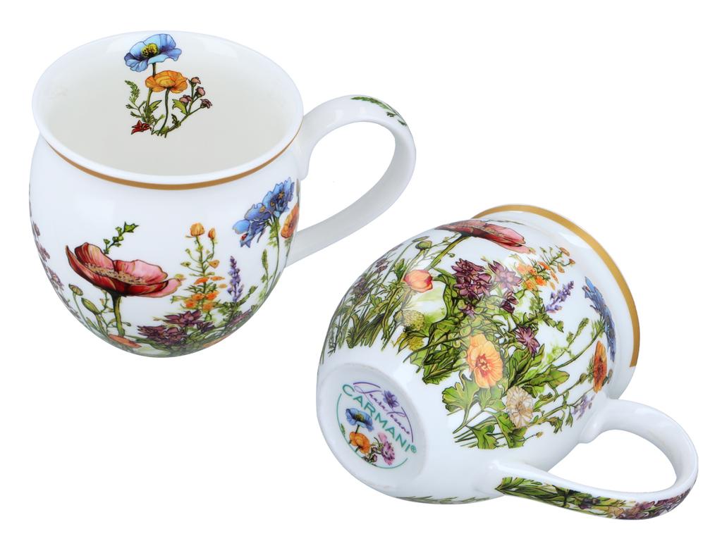 Kubek Porcelanowy Beczka Z Przykrywką Kwiaty Polne Do Kawy Herbaty