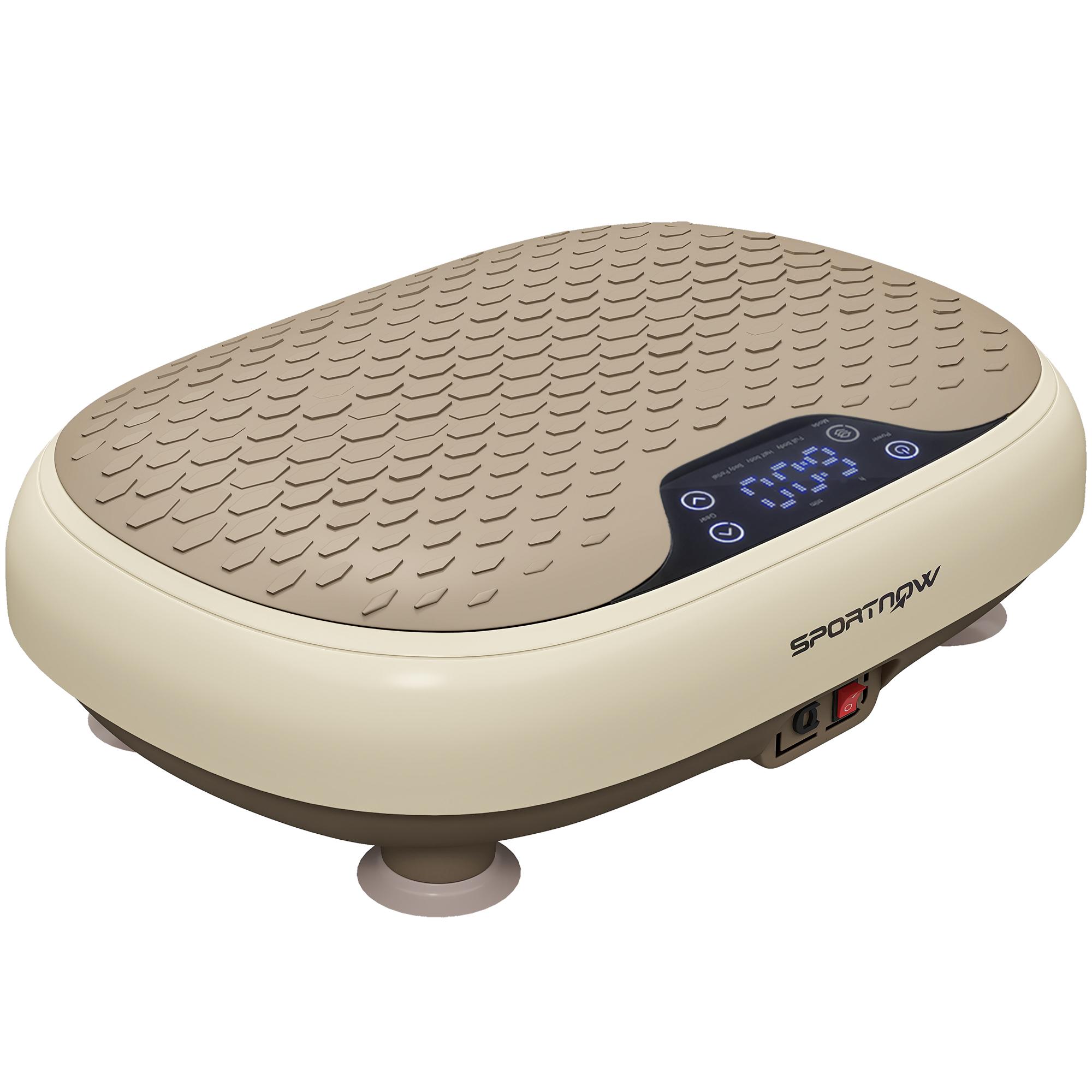 Plateforme Vibrante 20 Niveaux de Vitesse 3 Programmes Écran LED et Télécommande 46 X 33 X 13,5 Cm Beige