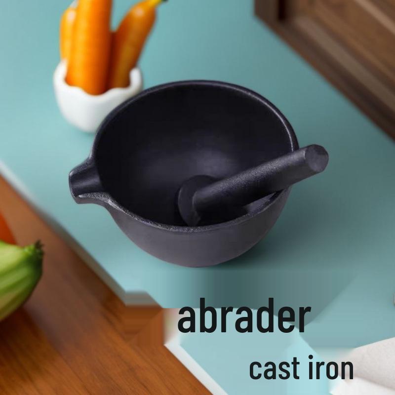 Cast Iron Garlic Mortar and Pestle - Manual Garlic Crusher, Mincer, Grinder, and Presser for Household Use