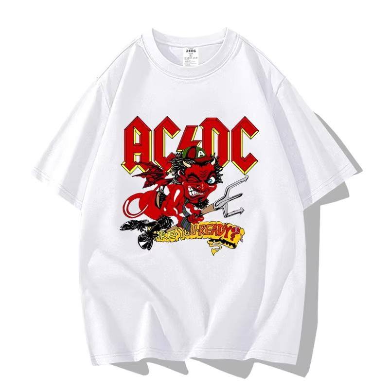 Amerikanische Streetpunk-Rockband ACDC Hip Hop Kurzarm-T-Shirt Kleidung Kleidung Lässig Herren- und Damen-T-Shirt aus 100% Baumwolle