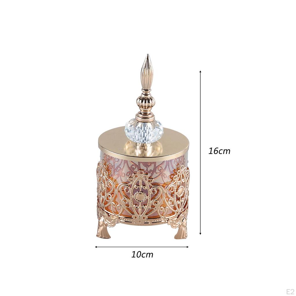 Candy Jar Decorative Art Gold Glass Storage Food Organization for Tea Sugar Biscuit