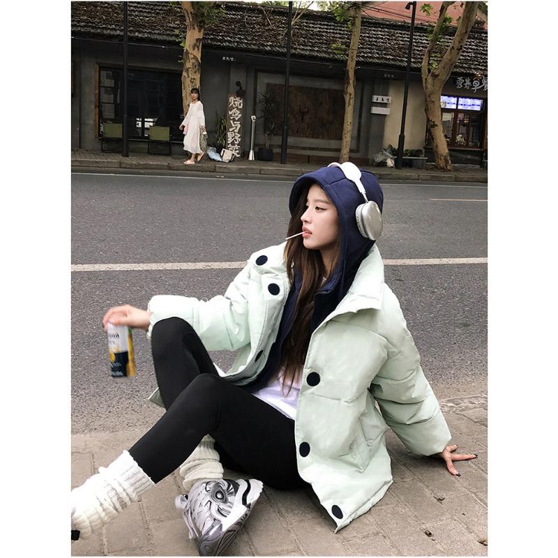Women S Loose Short Winter Padded Cotton Coat Fake Two Pieces Style