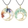 Handmade Wire-Wrapped Natural Stone Crystal Tree of Life Pendant Necklace N43