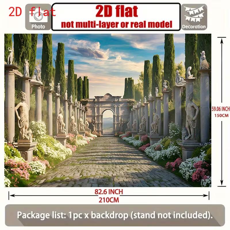 2D Roman Villa Garden Photography Background Cloth for Historical & Elegant Occasions