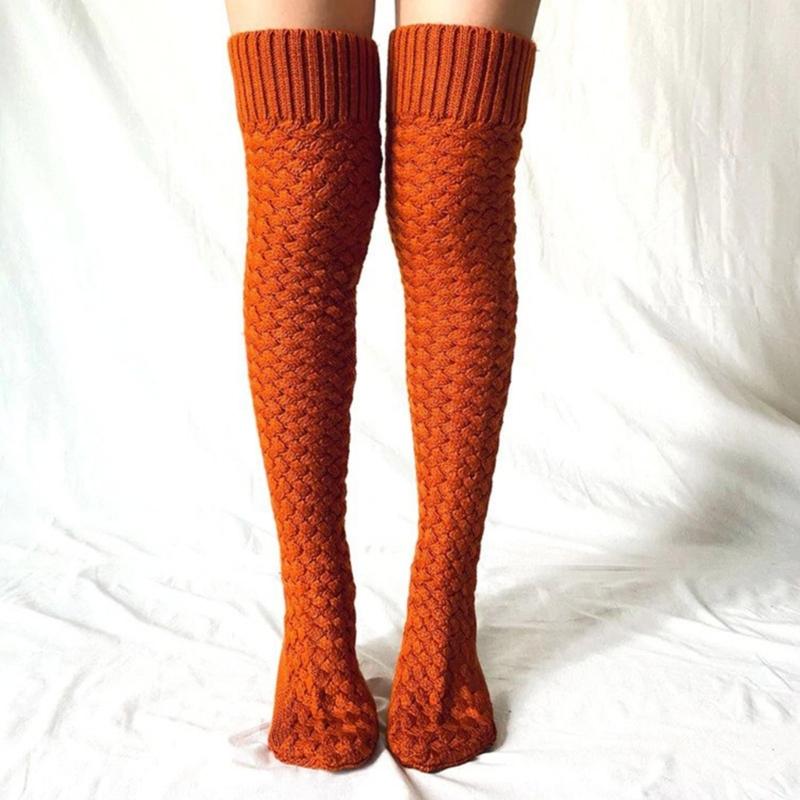Damen Winter Beinwärmer Zopfmuster Kabelstrick Oberschenkelhohe Stiefelsocken Einfarbig Gedrehte Strickerei Über Knie Lange Strümpfe
