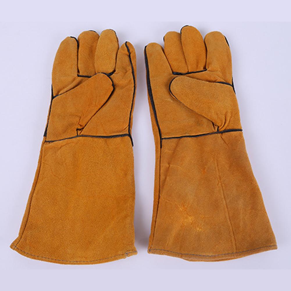 Full Leather Heat Insulation Gloves for Electric Welding Thorn Proof Gardening Mittens