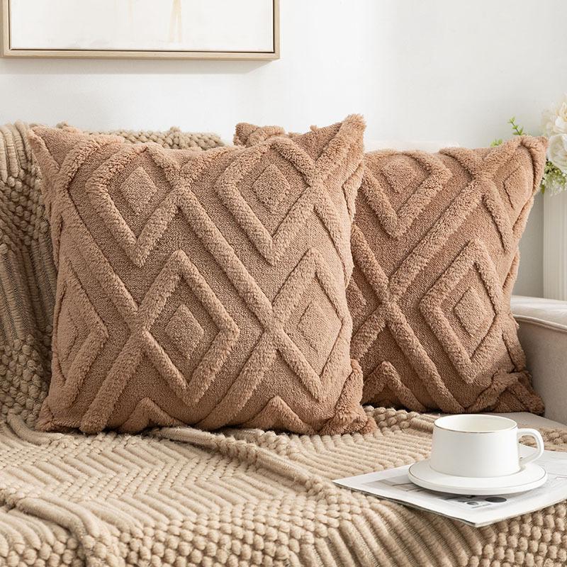 2pcs Boho Abstract Throw Pillow Covers, Soft Plush Polyester Fabric, Geometric Pattern, Zipper Closure Cushion Cases for Couch, Sofa, Bedroom