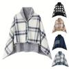 Flannel Wearable Blanket Plaid Home Office Chair Lap Blanket Comfy Poncho Throw with Buttons Winter Warm Soft Shawl Blanket