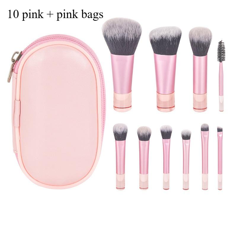 1Pc Makeup brush set ten kinds of cosmetics short handle portable makeup brush set and one makeup bag